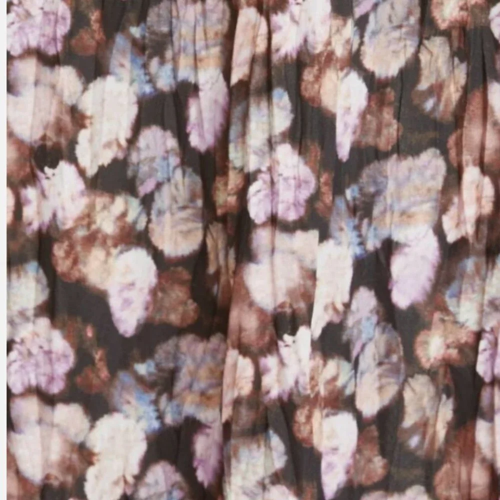 Vince Esme V-Neck Long Sleeve Micro Painted Floral Twist Drape Midi Dress Sz 14 - Picture 8 of 12